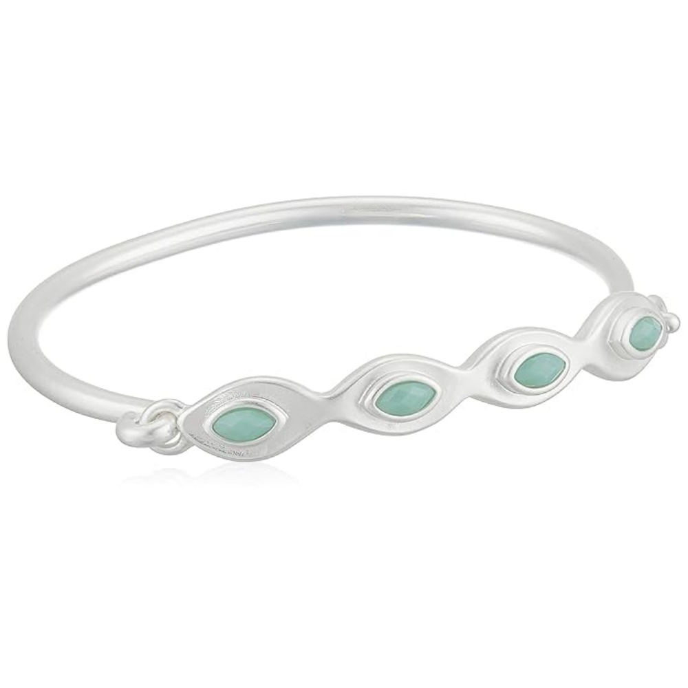 *NEW* LUCKY BRAND AQUA STONE SILVER CUFF BRACELET.